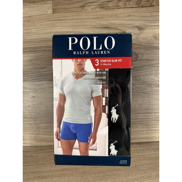 3 Pack Polo Ralph Lauren Classic Fit V-Neck Shirt BLACK Size Men’s XL New In Box - Picture 1 of 5